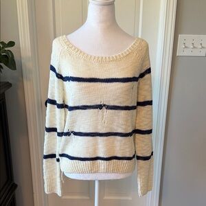 Tobi Cream and Navy Striped Sweater